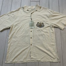 Bamboo Cay Shirt Mens XL Cream Embroidered Monte Bamboo Cay Cigar Tropical Camp