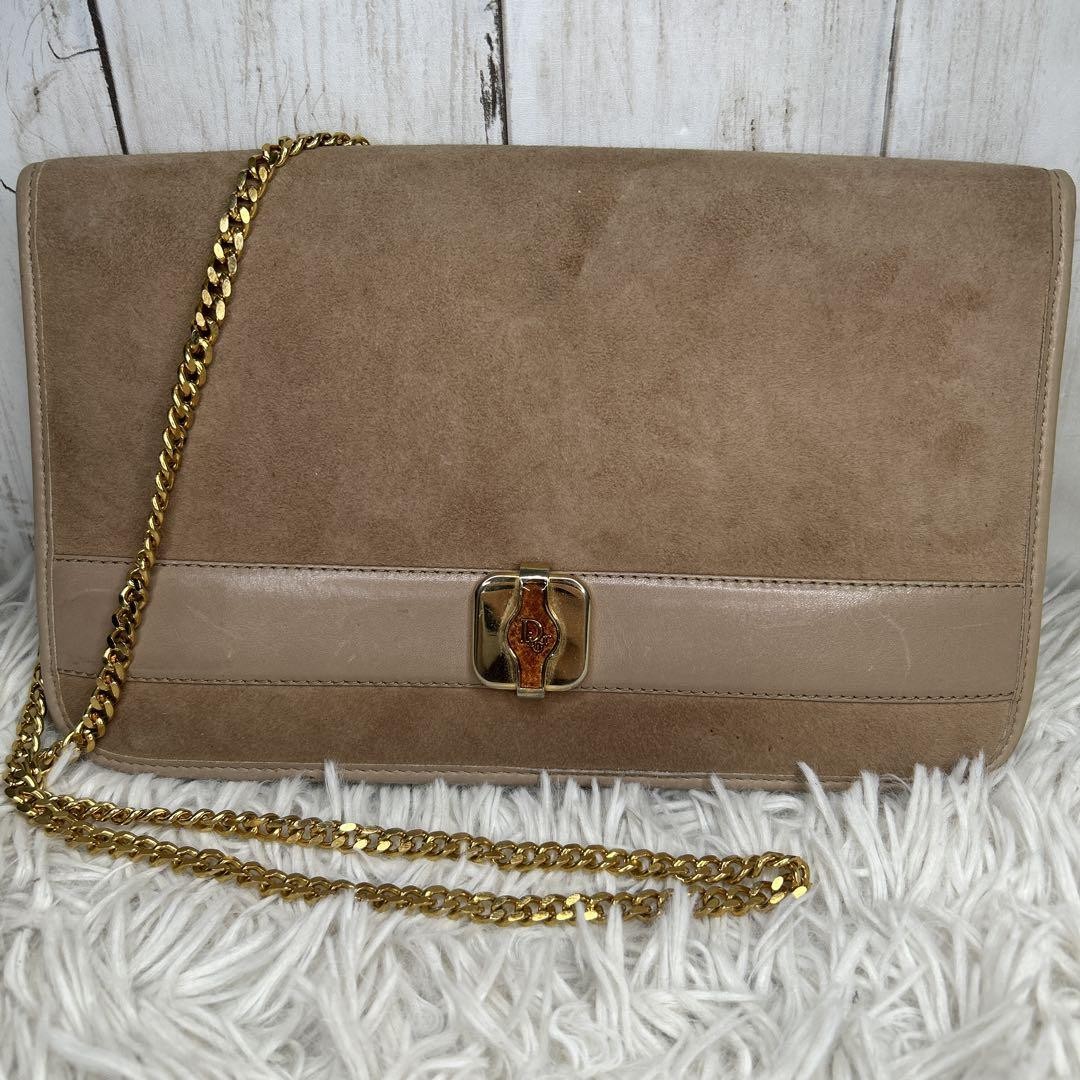 Christian Dior Suede Leather Logo Chain Shoulder Bag Designer Handbag