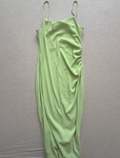 Zara Woman’s Lime Green Summer Dress Size Large Below The Knee