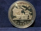 1981 Silver Proof Trans Canada Railway Centennial Silver $1 Coin