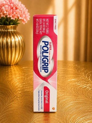 Poligrip Original Denture Adhesive Cream Zinc Free Mild Mint 2.4 oz New