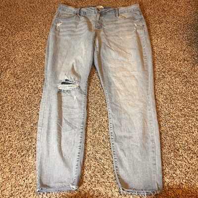 Ava & Vi Womens Jeans Mid Rise Skinny Light Wash Distressed Size 18