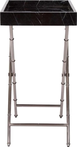 Talbot Marble Tray Table with Titanium Folding Base - Picture 3 of 7