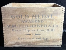 Antique WALTER BAKER & CO No 1 Premium Chocolate Wood Crate Box Dorchester, Mass