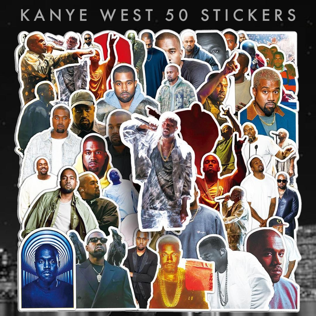50 Piece Set Pvc Waterproof Seal Kanye West Rapper Rap Hipho