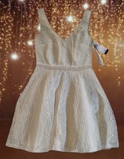City Studio White Crochet Fitted Bodice Sleeveless Fit & Flare Dress Size 7