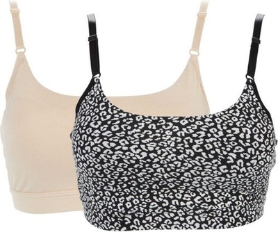 Uncover 2Pc Sewn-In Cup Lounge Bra Black Leopard Shifting Sand 3X NWOT (969)