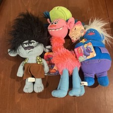 Lot Of 3 Dreamworks Trolls Plush W/ Tags: Grumpy Branch, Biggie, Cooper
