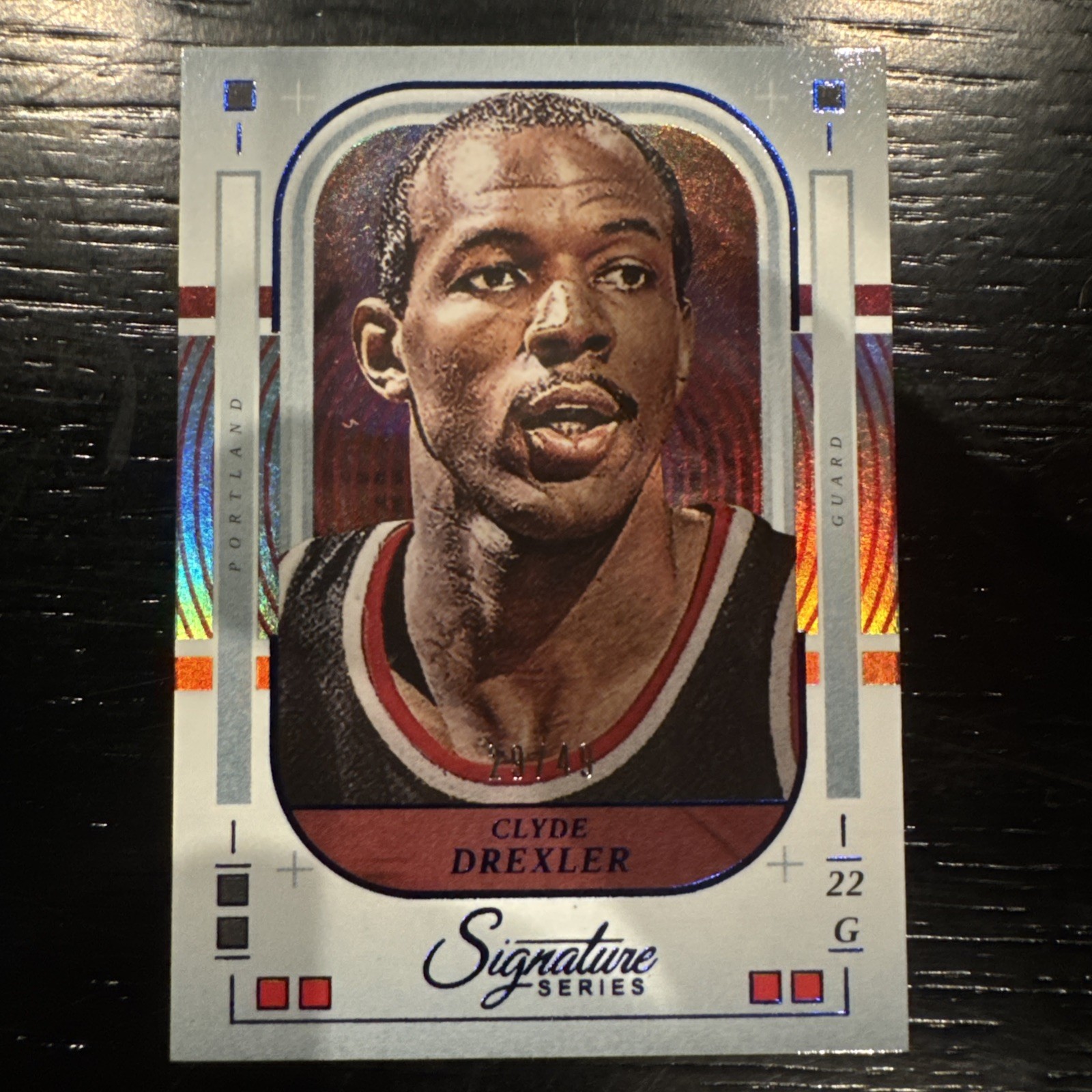 2025-26 Panini Signature Series Clyde Drexler Blue Prizm #/49 Trail Blazers
