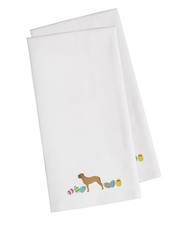 Bullmastiff Easter Eggs White Embroidered Towel Set of 2 CK1619WHTWE