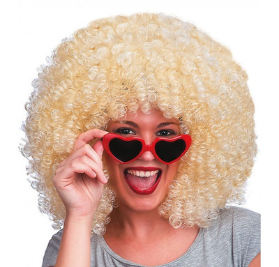 KARNEVAL HALLOWEEN PERÜCKE AFRO LOCKIGES HAAR BLOND H. QUALITÄT 02298