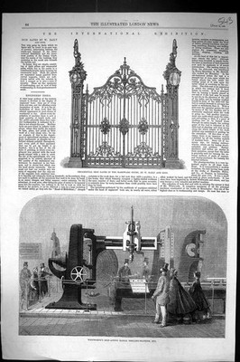 Alte 1862 Whitworth selbsttätige Radialbohrmaschine Eisentore Exh viktorianisch