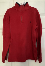 Polo By Ralph Lauren 1/4 Zip Pullover Sweater Size Kids M 10-12 Red