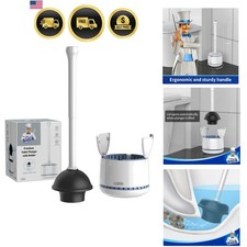 Toilet Plunger with Holder, Heavy Duty Toilet Plunger and Holder Combo for Ba...