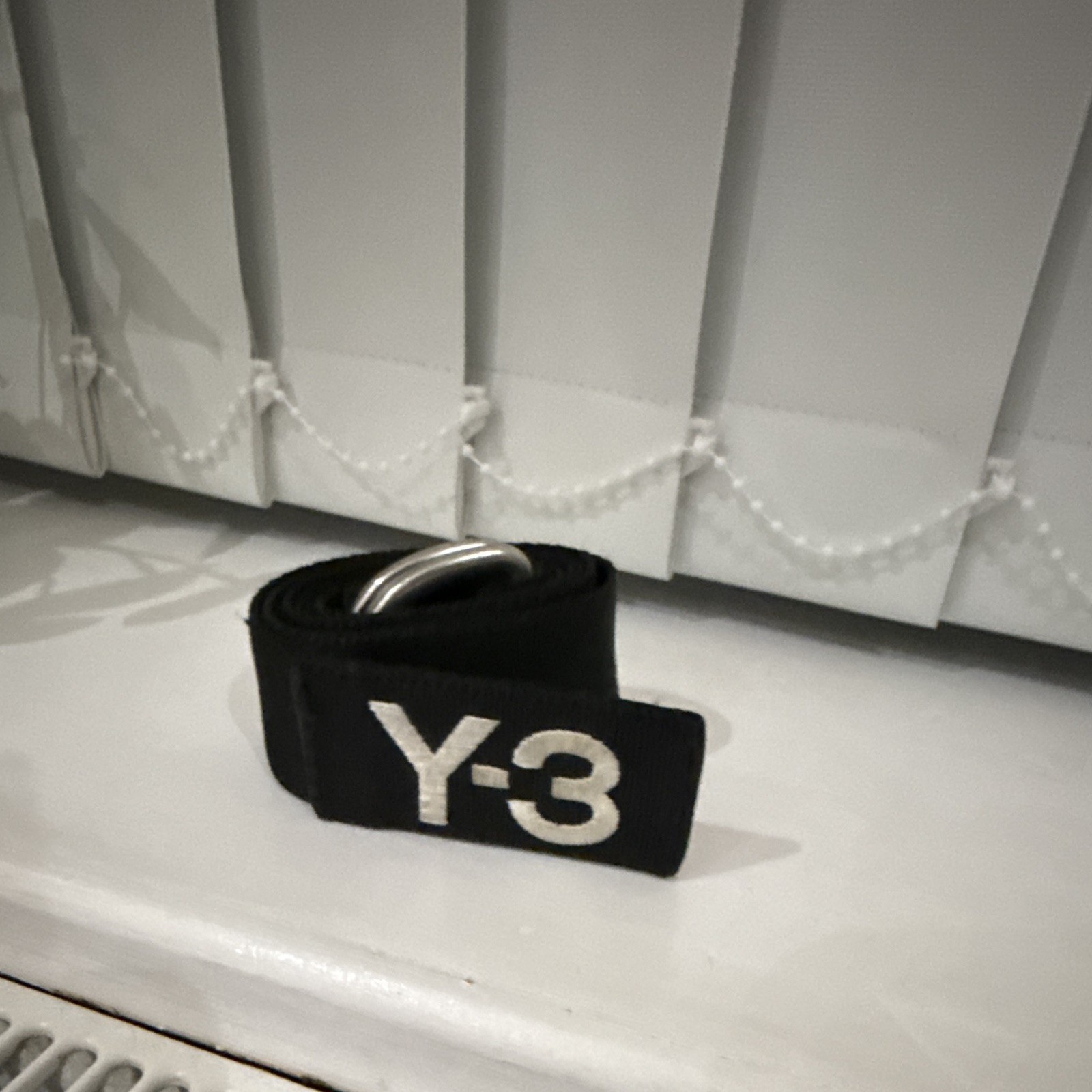 Y-3 남성용 블랙 나일론 웨빙 벨트 S 사이즈, 4cm 조절 가능, 로고 버클 (정품)