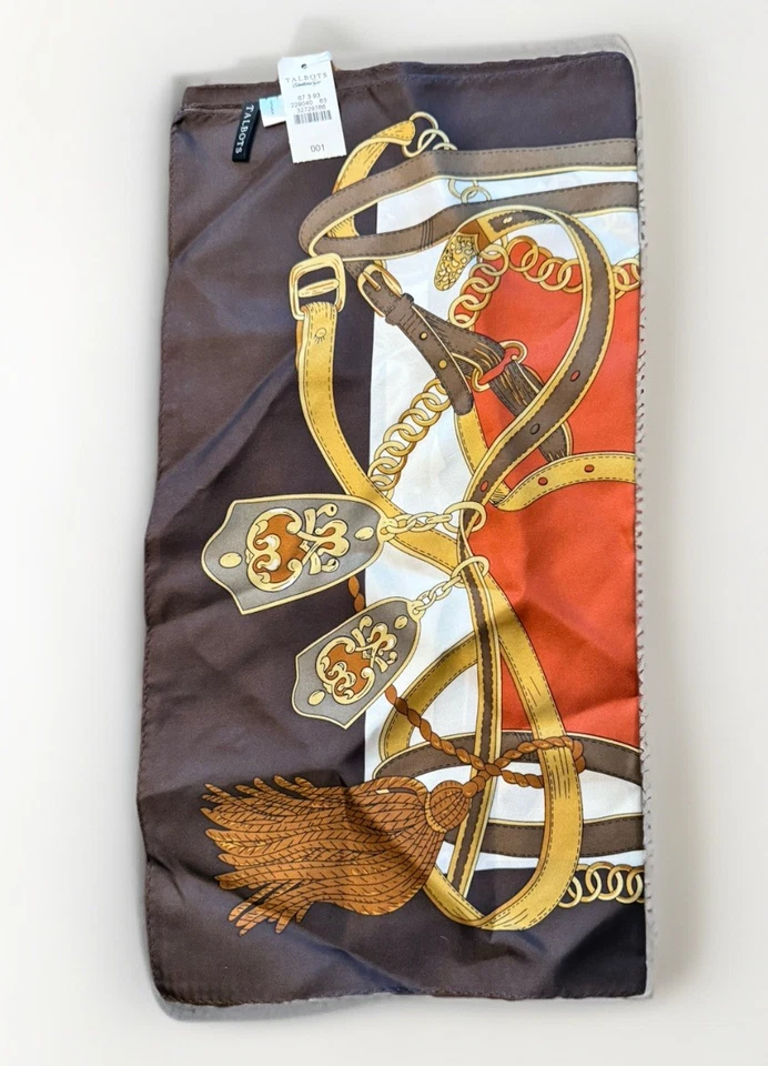 Bufanda Talbot’s 100 % seda marrón 16,5” X 67” pulgadas rectángulo oblongo - nueva con etiquetas Foto 3 de 4