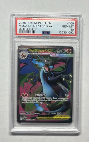 2025 POKEMON PHANTASMAL FLAMES ULTRA RARE #109 MEGA CHARIZARD X EX PSA 10