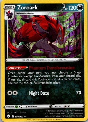 Zoroark Holo Rare SWSH07: Evolving Skies 103/203 NM