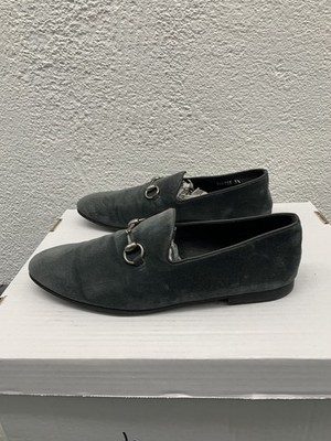 Gucci Suede Horsebit Mens Jordaan Loafers 8.5 Foggy Grey  Gucci Jordan Horsebit Loafers Gray main image 1