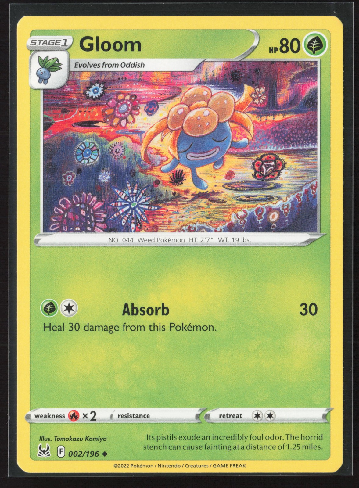 Gloom Uncommon SWSH11: Lost Origin 002/196 NM Pokemon Card Tomokazu Komiya