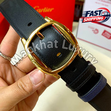 Bid CARTIER Black Leather Belt Gold Buckle Men's Luxury Executive Dress Rare