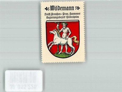 38015225 - 3391 Wildemann Vignette Wappen Rot Pferd Weiss Mann