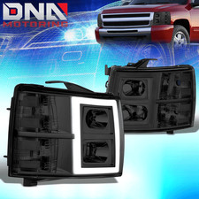 For 2007-2014 Silverado 1500 2500hd 3500 Led Tube Headlight Lamps Smoked Lens