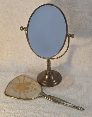 Vintage Goldtone Hand-held & Brass Swivel Mirrors Vanity Magnifying Mid Century 
