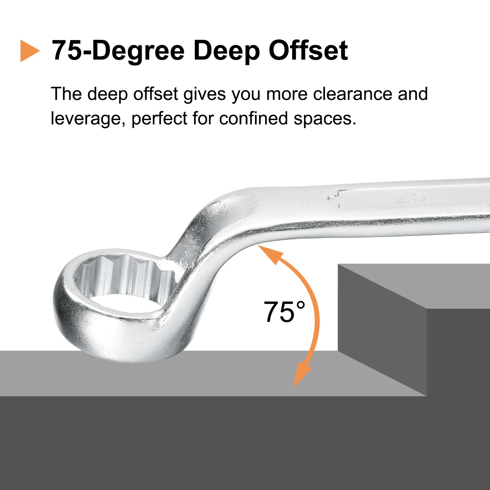2pcs Offset Lengthen Box End Wrench 30 x 32mm 75 Degree Offset Double End Wrench