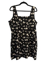 NWOT Old Navy Black and White Floral Square Neck Smocked Mini Dress Size XL