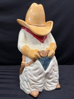 Vintage Country Western Cowboy Cookie Jar By Storyteller Arts Hand Painted XL