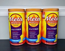 3X Metamucil 4-in-1 Psyllium Husk Fiber Supplement, Sugar-Free, 114 teaspoons,