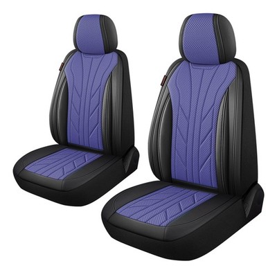 CAROMOP Breathable Cloth Fabric Car Seat Covers 2 Front Seats,Faux Leather 3D Fo