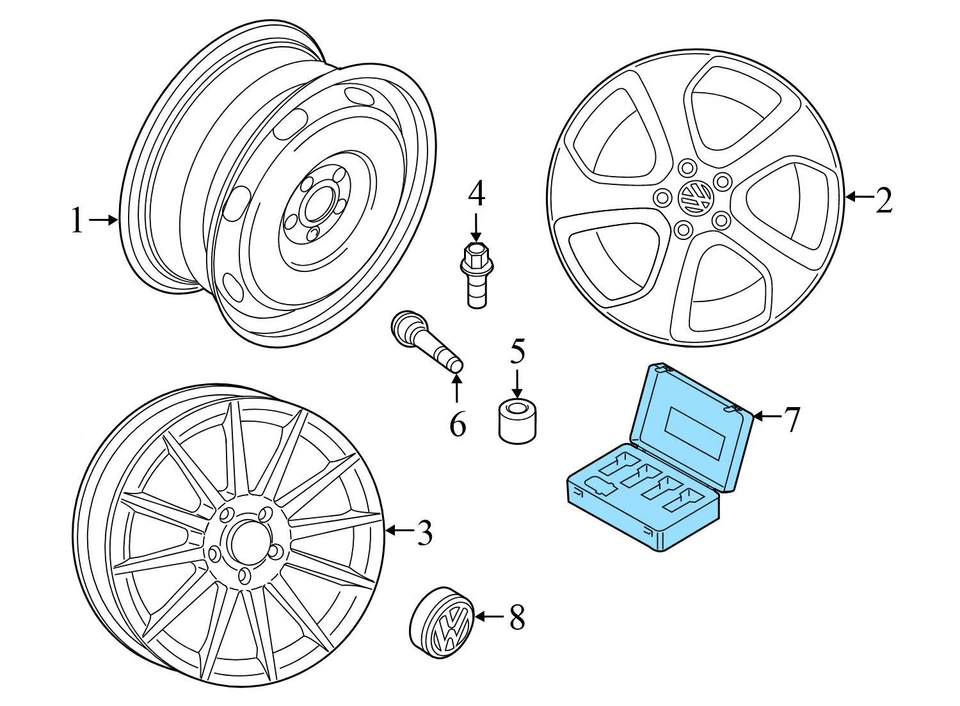 2009 - 2012 年大众 PASSAT CC - 可上锁/锁定车轮 LUG NUT/螺栓套装带钥匙 — 第 4/4 张图片
