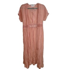 Love Tree Size Small Coral Maxi Dress Beach Cover Up with tie string - Lace Trim
