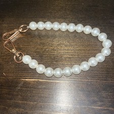Mini Handbag Bag Charm Keychain Key Ring Car Charm Gold White Faux Pearl Strap