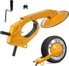 Lyellfe Trailer Wheel Lock, Heavy Duty Car Wheel Lock Anti Theft, Adjustable Tir