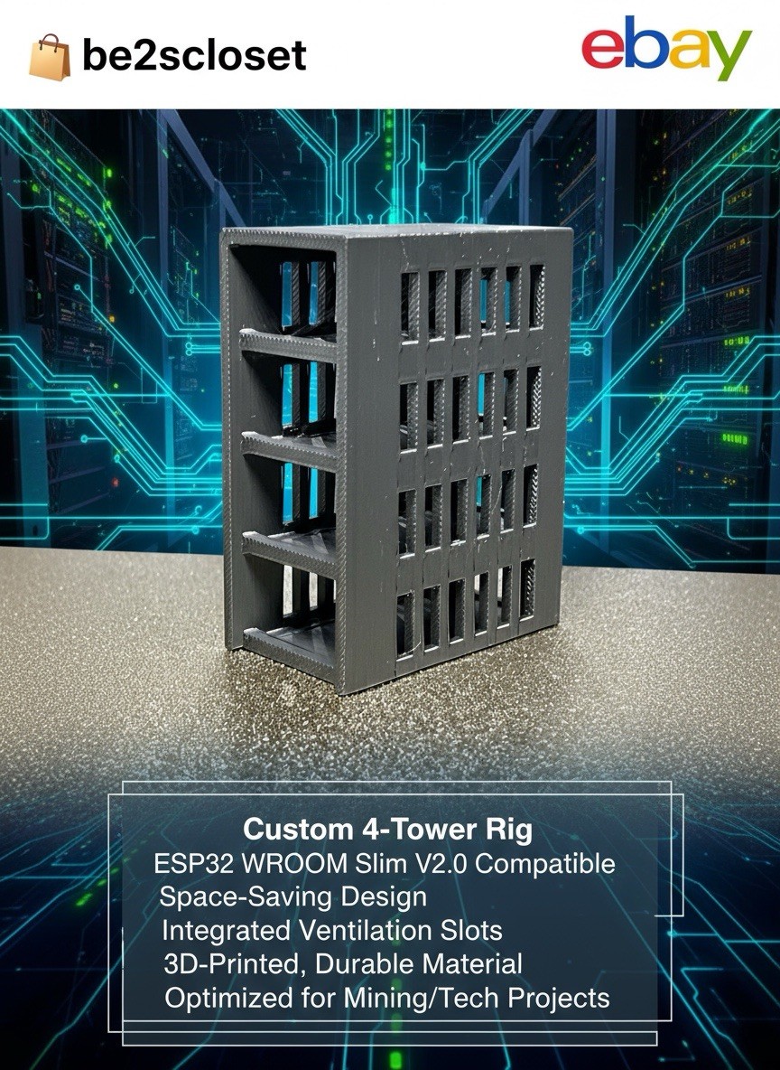 Custom V2 4-Slot ESP32 Wroom Tower Rig Nerd Miner | Ventilated Stand⛏️ ...