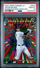 Jacob Wilson 2025 Topps Chrome Logofractor Green Power Players RC /99 PSA 10