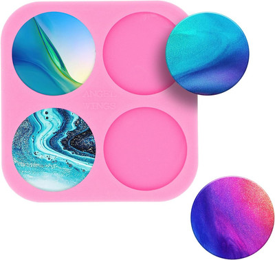 Super Glossy 1.7 Inch Silicone Mold for DIY round  Grip Resin Mold, 4-Cavity Cir