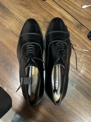 Cheaney Black Toe Cap Oxford Shoes Dainite Soles Made In England Size UK 9