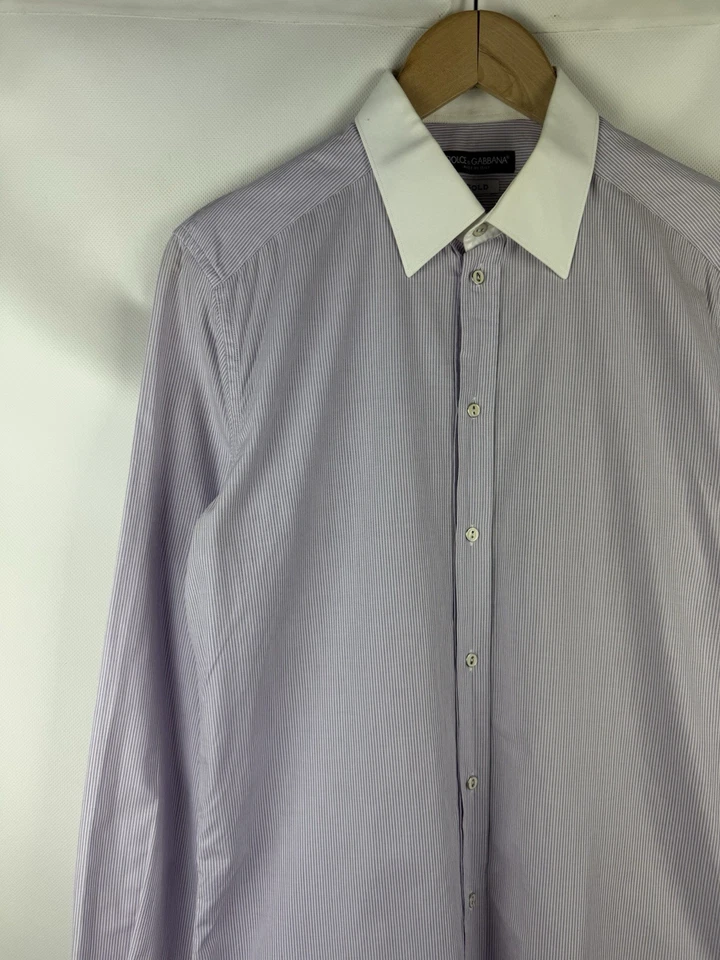 Dolce & Gabbana Gold camicia a righe da uomo a maniche lunghe con bottoni tag... - Immagine 4 di 4