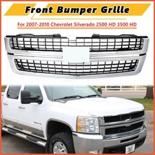 For 2007-2010 Chevy Silverado Lt 2500hd 3500 Hd Chrome Grille Black Square Mesh