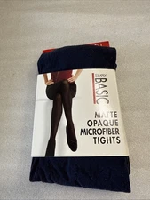 Simply Basic Matte Opaque Microfiber Tights Size 3 Medium/Tall Navy