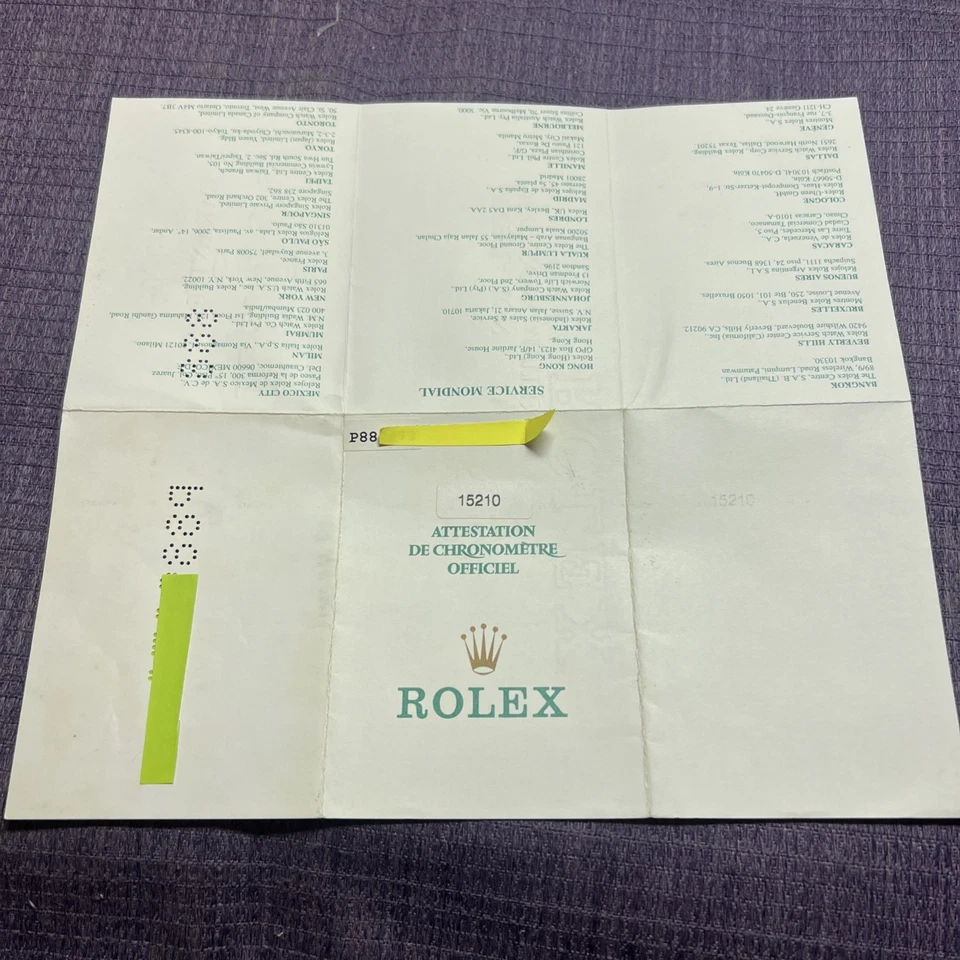 Rolex Certificado Garantía Garantía Rolex Oyster Perpetual Date 15210/P88xxxx Foto 4 de 4