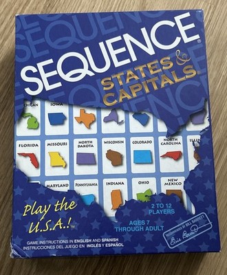 **NEW OPEN BOX** Sequence States & Capitals Board Game 2006 Jax Games
