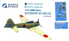 Quinta Studios 1/72 A6M2 ZERO MITSUBISHI PROD. 3D PRINTED & COLORED INTERIOR SET