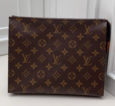 Louis Vuitton Monogram Clutch Brown Gold Unisex Adults Classic Fashion