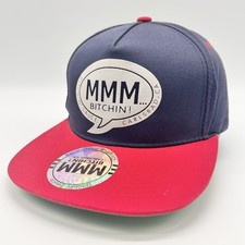 MMM Bitchin Hat Cap Snapback Navy Red Green Flat Bill Carlsbad CA Funny Read