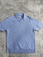 Tommy Bahama Polo Shirt Mens Medium Light Blue Silk Blend Knit Short Sleeve